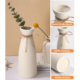 Zaxiva Beige Ceramic Vases, Set of 3, Nordic Modern and Minimalist Vases Decoration for Home Decoration, Bouquet Boho Decoration, Dried Fresh Flowers, Table Decoration, Bookshelf, Home Decoration