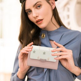 REETEE Women's Small PU Leather Purse, Women's Small and Short Format Purse, Many Compartments, Women's Purse with 10 Card Slots and Zip Coin Compartment Wallet, Z-pink, Modern