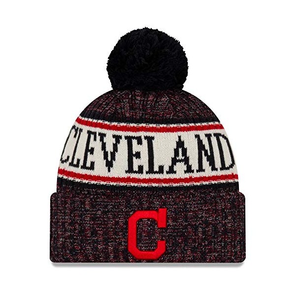 New Era Cleveland Indians NE18 Cuffed Pom Knit Beanie One Size Fits Most Cap Hat Navy