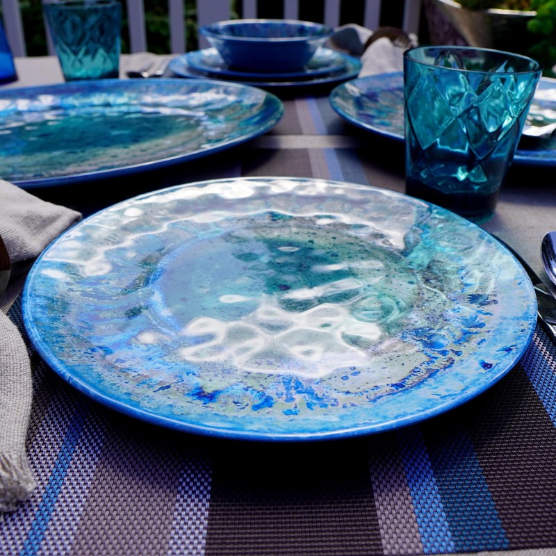 Certified International Radiance Teal Melamine 11" Dinner Plate, Large, Multicolor,