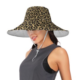 Women's Floppy Sun Hat Wide Brim Leopard Animal Print Hat Travel Beach Summer Sun Visor Hat