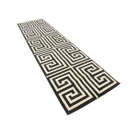 Unique Loom Athens Collection Geometric Casual Modern Border Black Runner Rug (2' 7 x 10' 0)