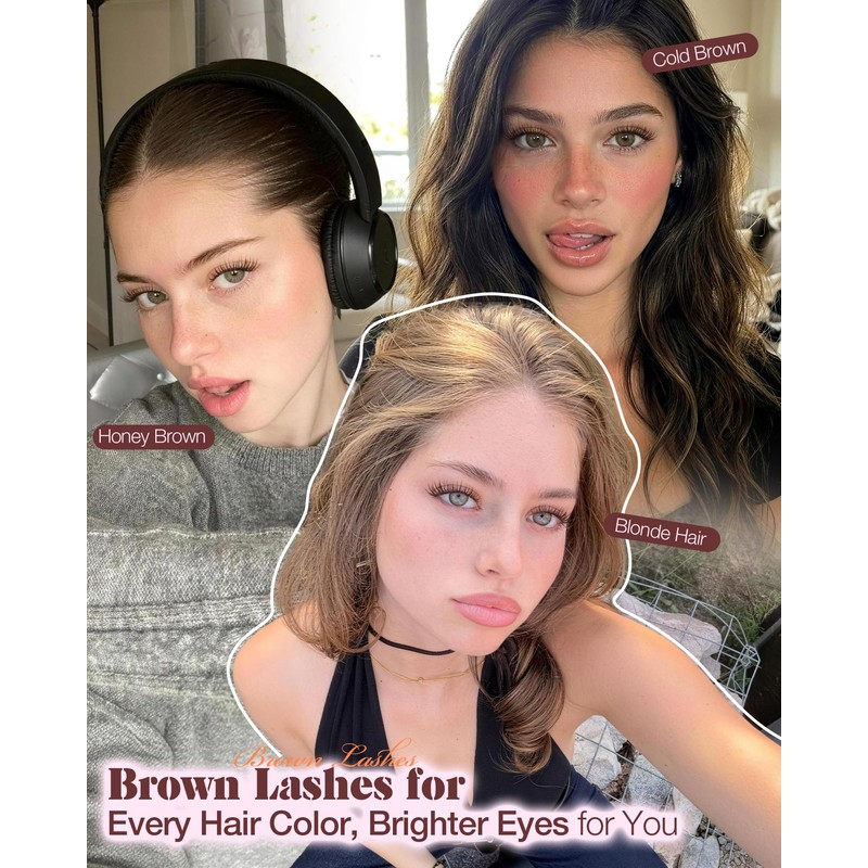 Natural Brown Lash Clusters Wispy Eyelash Clusters 10-16mm