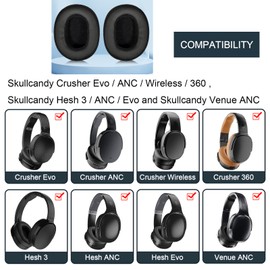 Ear Pads - Replacement Earpads Designed Exclusively for Skullcandy Crusher Wireless/Evo/ANC and More (Black)