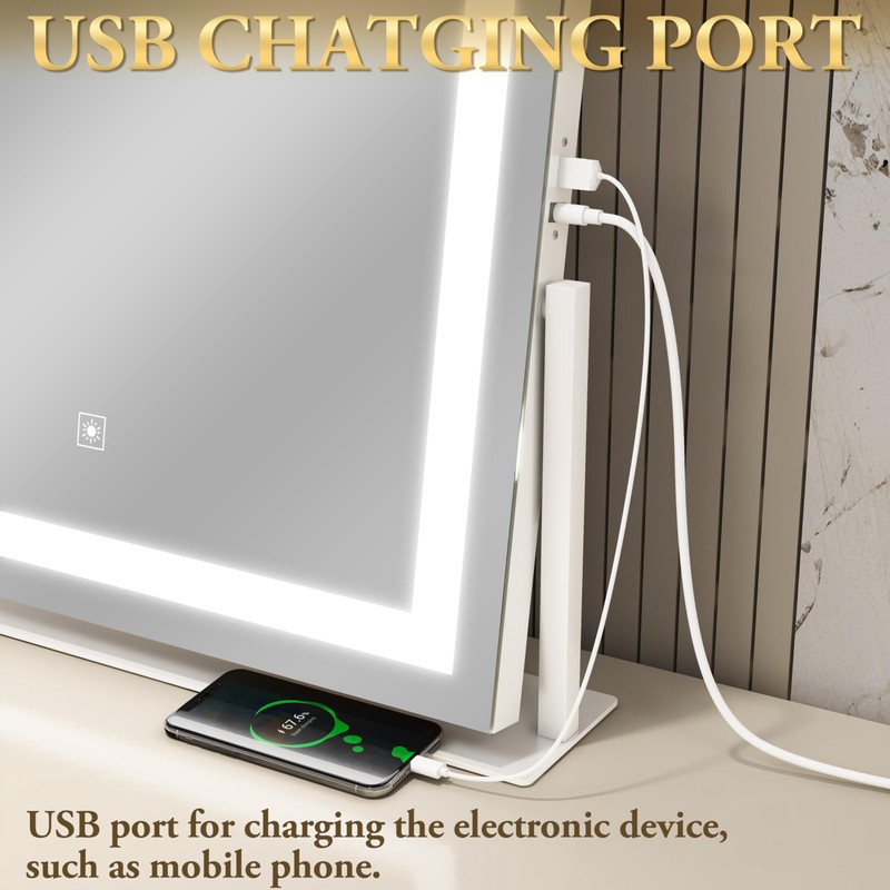 FENNIO Vanity Mirror with Lights 22''x18'' Makeup Mirror with Lights,Lighted