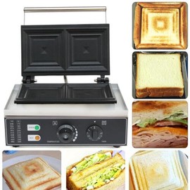Commercial Electric Sandwich Machine, 110V 1500W Double-side Sandwich Press Grill, Breakfast Sandwich Toaster Grilled Cheese Maker w/Non-Stick Coating, Stainless Steel, for Restaurant Party Food Stall