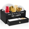 Paper Plate Dispenser with Drawer for Kitchen Countertop, Wooden Paper