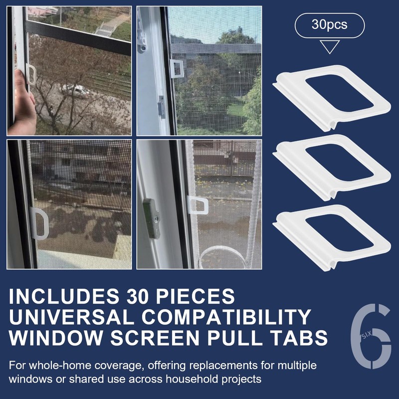 30 Pcs Window Screen Pull Tabs, Universal Hollow Spine Channel