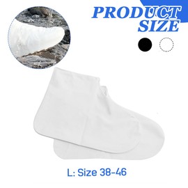 VONJUMA 2 Pairs Shoe Covers Waterproof Non-Slip Shoe Covers Reusable Rain Cover Overshoes for Rain Snow Day Muddy Roads Black White