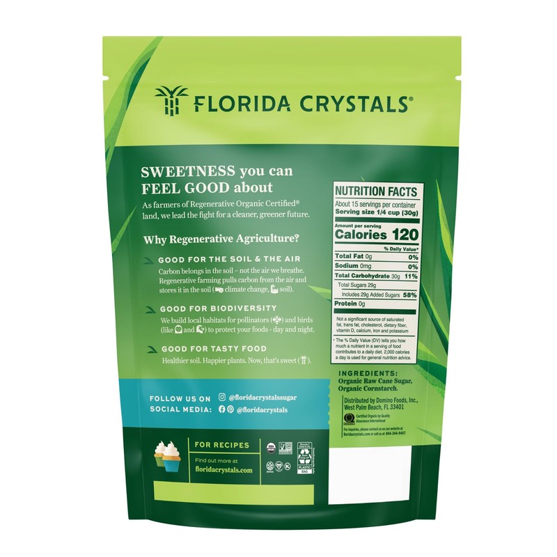Florida Crystals Organic Regenerative Organic Powdered Sugar, 16 oz (1