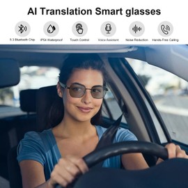 padom Smart AI Translation Glasses, Powered By GPT, Support 169+ Languages Multi-Functional Translator Glasses, Noise Reduction & Photochromic Lenses, Unisex Bluetooth Glasses for work/travel/study