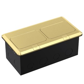WEBANG Dual Pop-Up Floor Box Electrical Kit, 20A Tamper Resistant Duplex Receptacle Outlet, 3-Port RJ45 Datacom Receptacle, Gold