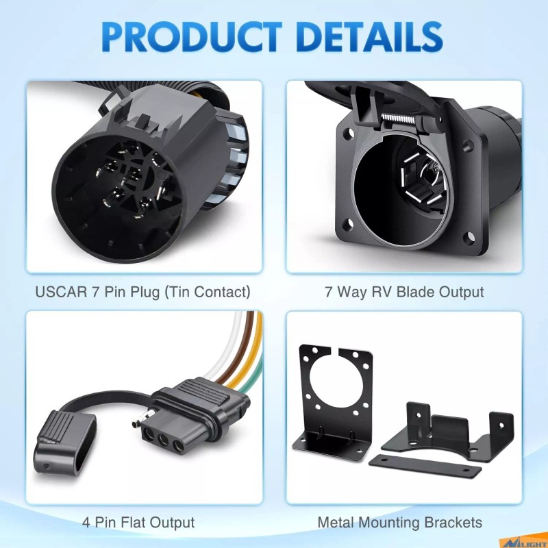 Nilight Dual Output Vehicle Side 7 Way RV Blade and