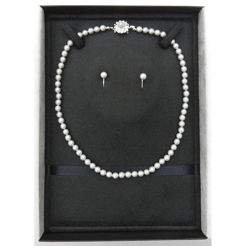 [Gray Series 6/40 cm Shell Pearl Necklace And Earring Set]