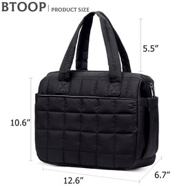 Lunch Bag Women Insulated Lunch Box Large Cooler Lunchbox Tote Bags Adult Reusable Boxes for Ladies Work Picnic School Beach (Quilted-Black)