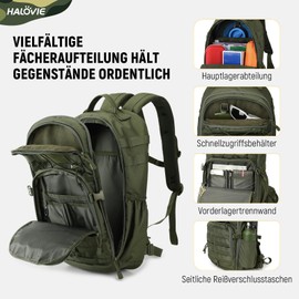 HALOVIE Tactical Backpack 30 L, Lightweight Military Backpack Hiking Backpack Men's Military Backpack for Outdoor Hiking Urban Travel