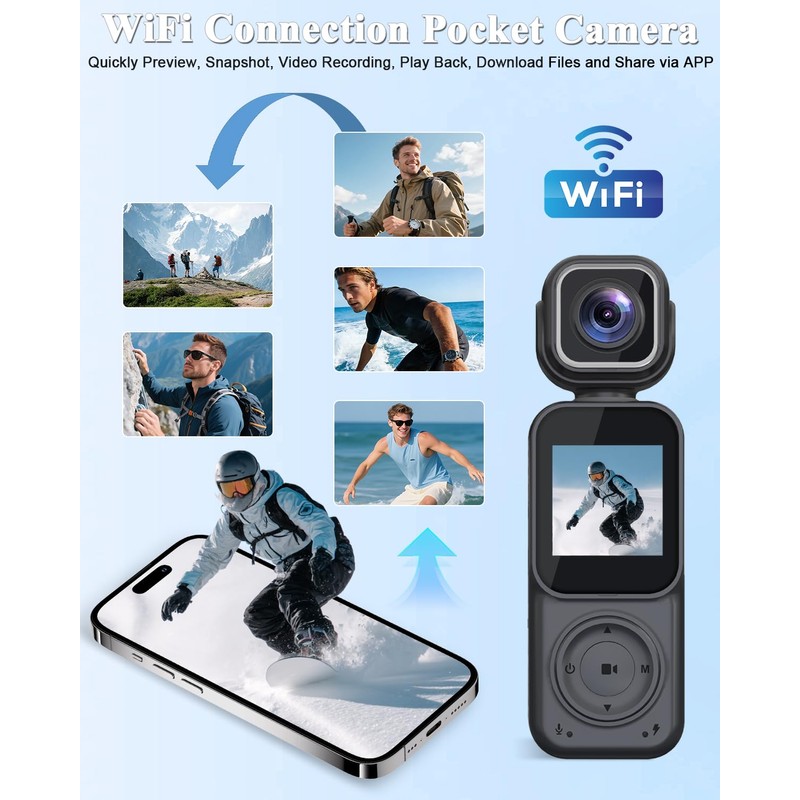 4K Vlogging Camera Pocket Action Cameras with Dual-Lens Mini Body