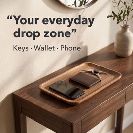 Walnut Wood Valet Tray, Key Tray Organizer, 11.8 x 7.8 in