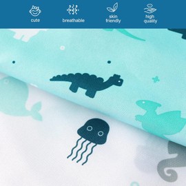 Baby Crib Sheets Fitted 84x43cm, 2 Pack Ultra Soft & Breathable Moses Basket Sheets, Baby Pram Sheets, Fit For SnuzPod4,Kinderkraft,COSTWAY 3-in-1,Bellababy Bedside Crib, Aqua Dinosaurs & Oceans