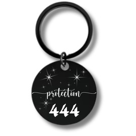 Angel Numbers, Stainless Steel Rectangular Wish Keychain (444, Black Color)