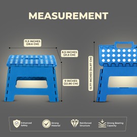 Utopia Home Folding Step Stool - Foot Stool with 9 Inch Height - Holds Up to 300 lbs - Lightweight Plastic Foldable Step Stool for Kitchen, Bathroom & Living Room (Blue, 9 Inch (Pack of 1))