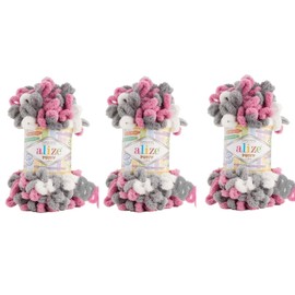 Alize Baby Blanket Yarn Lot of 3, 300gr, 30yds, 100% Micropolyester, Soft, Hand Knitting, Super Chunky, Bulky, Worsted Yarn (6070)