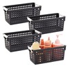 Farmlyn Creek 4-Pack Black Plastic Baskets for Organizing Bathroom, Laundry