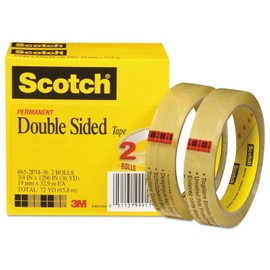 Scotch 6652P3436 Double-Sided Tape, 3/4-Inch x 1296-Inch, 3-Inch Core, Transparent, 2/Pack
