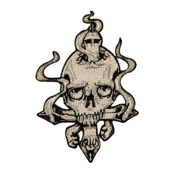 Unbranded Smoking Cross Skull Tattoo Patch Biker Death Face Embroidered
