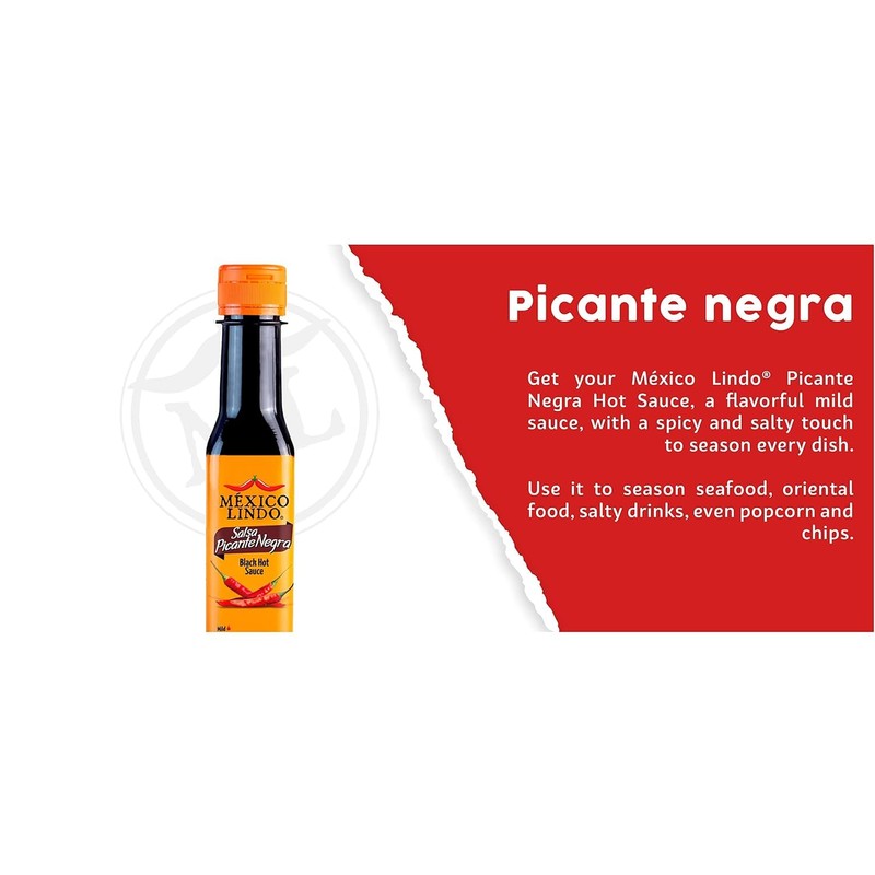 Mexico Lindo Picante Negra Hot Sauce Display, 5 fl oz,