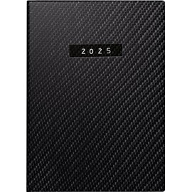 rido/idé Pocket Diary Model Technik II (2025) "Carbon", 1 Page = 2 Days, A6, 304 Pages, Faux Leather Cover, Flexible, Black