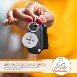 Christian Art Gifts Inspirational Scripture Keychain in Tin for Women: Trust in the Lord Bible Verse Accessory for Keys, Keyrings, Backpacks, Blue