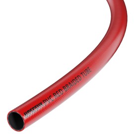 10mm (3/8") x 14mm (9/16") PVC Red Reinforced Braided Air, Water, Oil, Gas, Food Flexible Plastic Hose Tube 2 Metre