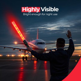 Traffic Wand 21 Inch, 8 Pack Air Traffic Control Lights with 2 Flashing Modes, Red Safety Signal Wands for Traffic Control, Airport, Parking, Car Directing