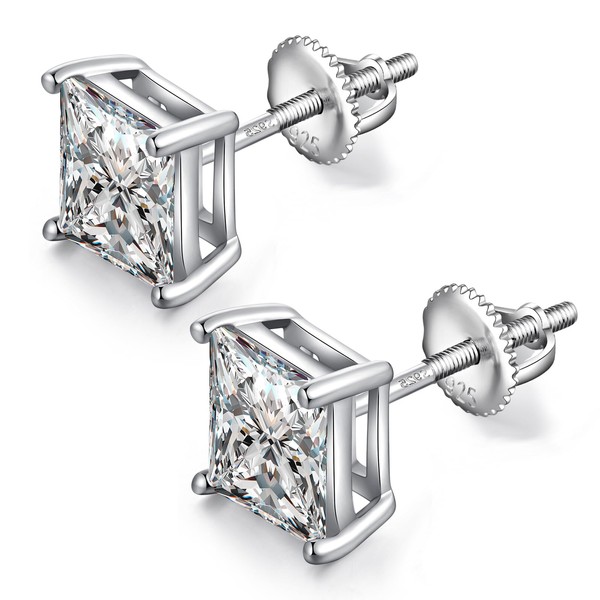 Square Diamond Earrings Men Stud Earrings Screw Back Men Diamond
