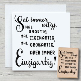 Newstamps Stamps Stamps "Sei immer artig Motif Stamp Large Wooden & Rubber for Cards and Gifts, Wooden Stamps for Sayings, Sayings, Text Stamp, Lettering, Scrapbook, Textile Stamp, Decoration