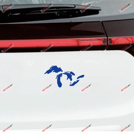 6'' Blue Great Lakes Map Outline Decal Sticker Car Vinyl die Cut no Background Laurentian Third Coast