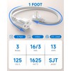 Flat Plug 1Ft Short Extension Cord, White 90-Degree Plug Low