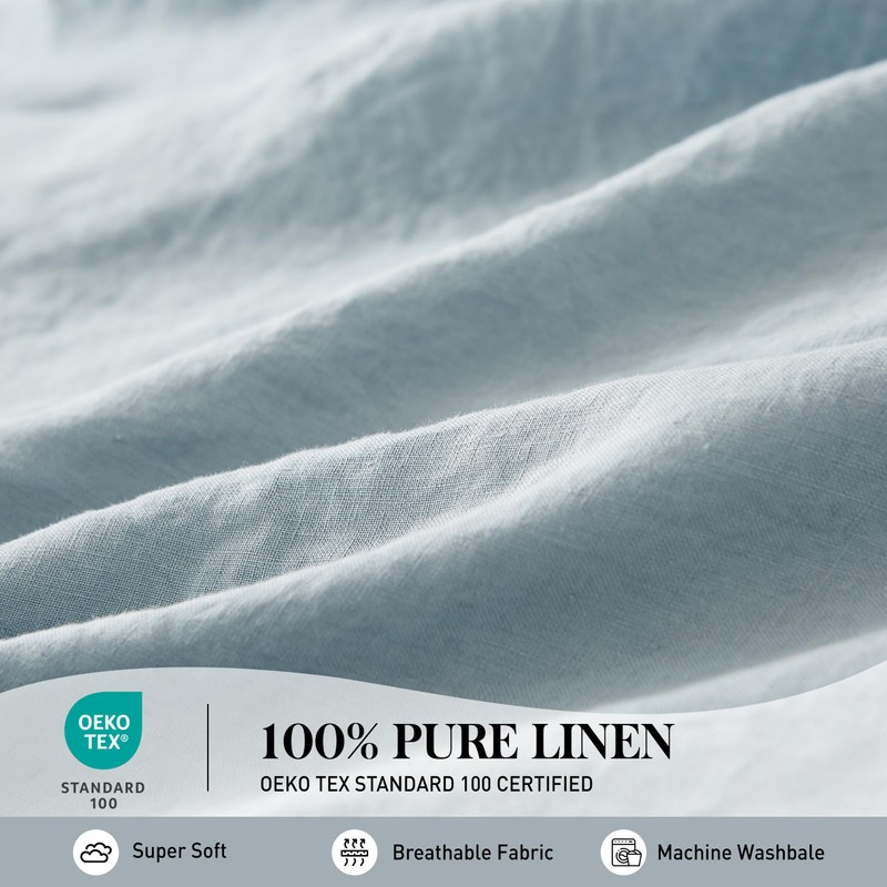 Simple&Opulence 100% Pure Linen Sheet Set Queen Size, Natural French
