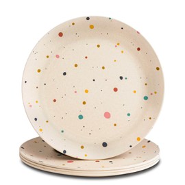 Nook Theory 4 Pack Reusable Bamboo Plates - Non-Toxic Plate, Dishwasher Safe, Not Microwavable Dinnerware (Pop 10")