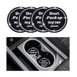 Sylvil 4 PCS Bling Car Cup Coaster, 2.75 Inch Anti-Slip Cup Holder Insert Coasters, Universal Crystal Rhinestone Auto Drink Car Cup Mat, Interior Car Accessories for Women Girls (Black)