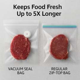 Vacuum sealer bags for food,reusable double zipper vacuum bag with air valve,suitable for sous vide cooking and microwave heating,dishwasher and freezer safe (13.4 * 11.8inch) 20pcs.