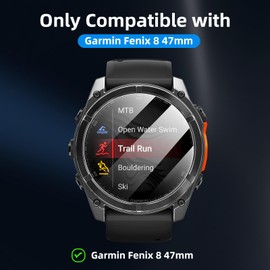 Eirltiy 4 Stück Panzer Schutz Glas für Garmin Fenix 8 47mm, Displayschutz Schutzfolie [9H Härte] [HD Klare] [Sensitive Touch] [Blasenfrei], Panzerfolie Kratzfest Anti-Fingerprint Gehärtetes Glas