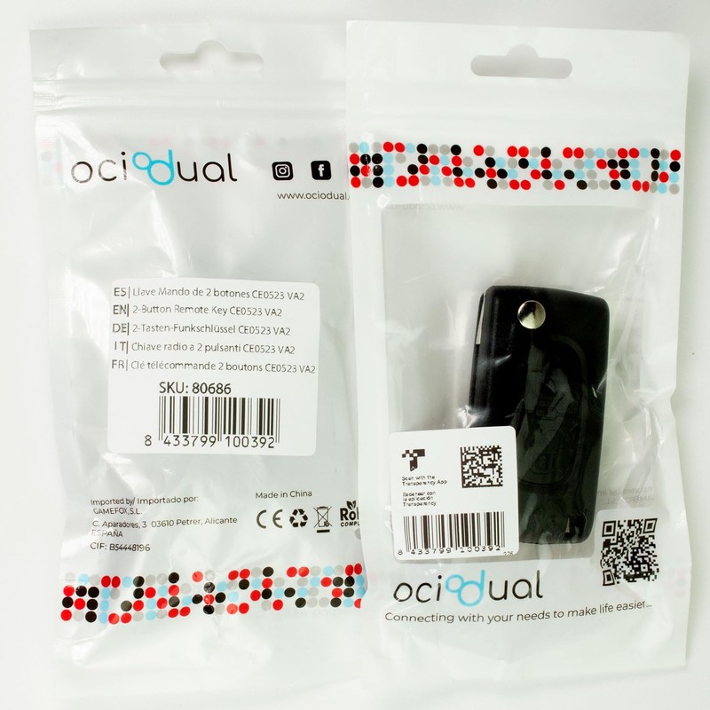 OcioDual 2 Button Remote Key Shell CE0523 with VA2 Blade