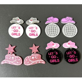 Cowgirl Earrings for Women Disco Ball Dangle Earrings Cowboy Boot Hat Earrings Western Rhineston Hook Earrings Country Howdy Letter Earrings Jewelry Gifts for Girls