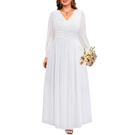 Plus Size Wedding Dress Bride White Long Sleeve Women Bridal Shower Formal Elegant Glitter Sparkly Simple Prom Gown 2025