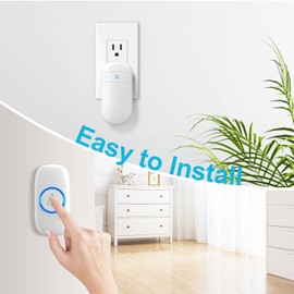 Wireless Doorbell, SECRUI Door bell Over 1000ft Coverage with 2 Plug-In Receivers, Waterproof Push button, 52 Chimes, 110dB loud Sound and Colorful LED Flash