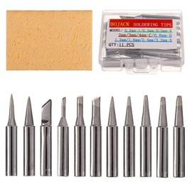 BOJACK 11pcs Soldering Iron Tips Kit and 1pcs Free high Temperature Cleaning Sponge for 936 937 938 942 951 969 907 907-ESD 900M 900M-ESD 852 852D Soldering Station
