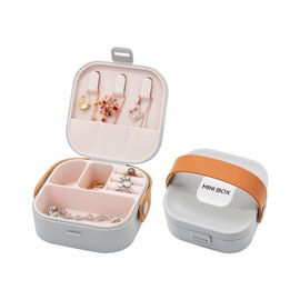 MultiValue Jewelry Box, Mini Jewellery Box for Women Travel Portable Jewelry Storage Case with Handle for Rings Earrings Necklace Lipstick Jewellery Box Organiser for Girls Wife Mother (Grey)