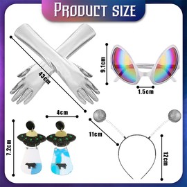 AdKot Alien Costume Set, Alien Rave Outfit, Carnival Accessories Women's Set, Carnival Costume Women, Women's Fancy Dress Adult Costume Accessories, 4 Pieces